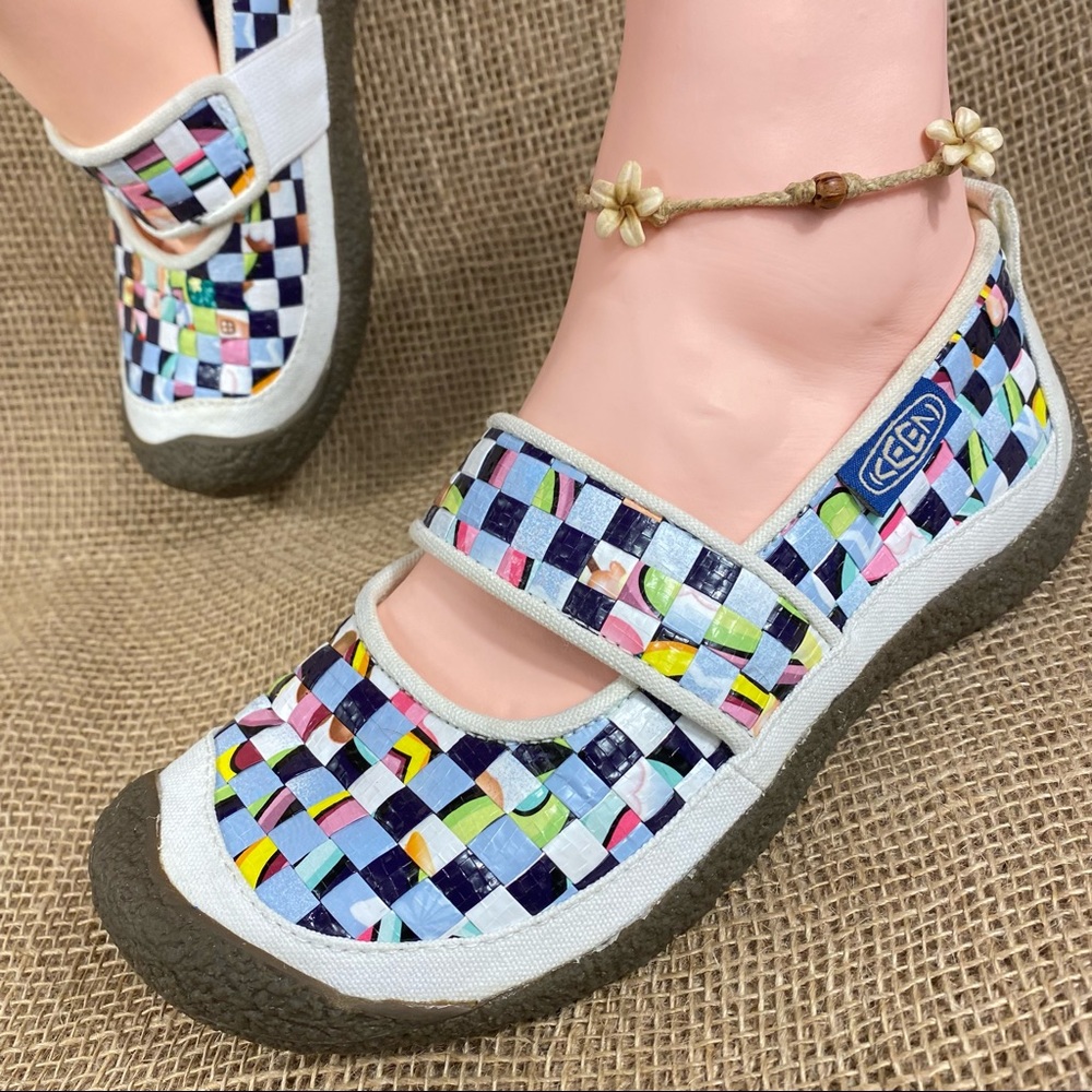 keen shoes slip on mary jane checkers multicolor size 5.5